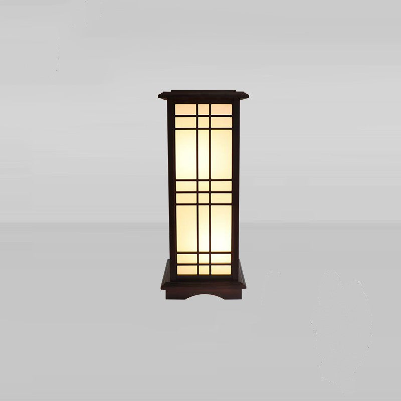 Traditional Chinese Rectangular Parchment Wood 1-Light Standing Floor Lamp For Entertainment Rooms Lumendat