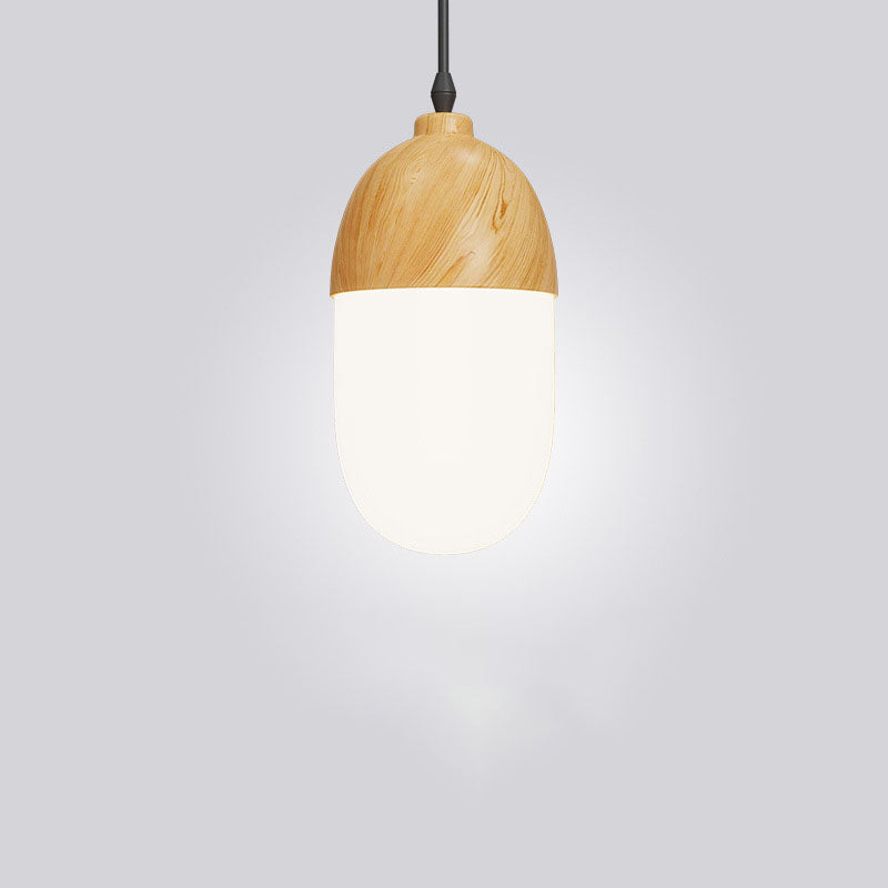 Japanese Wood Grain Round Oval Iron 1-light Pendant Light BulbSquare