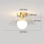 Modern Light Luxury Glass Flower Design Iron 1-light Semi-flush Mount Ceiling Light