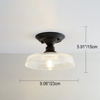 Nordic Vintage Glass Floral Round Geometry 1-Light Semi-Flush Mount Ceiling Light Lumendat