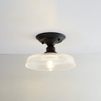 Nordic Vintage Glass Floral Round Geometry 1-Light Semi-Flush Mount Ceiling Light Lumendat