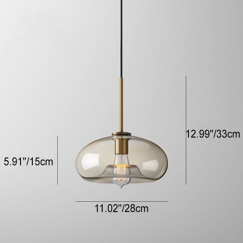 Contemporary Nordic Iron Glass Round Geometric Jar 1-Light Pendant Light For Living Room & Bedroom Lumendat