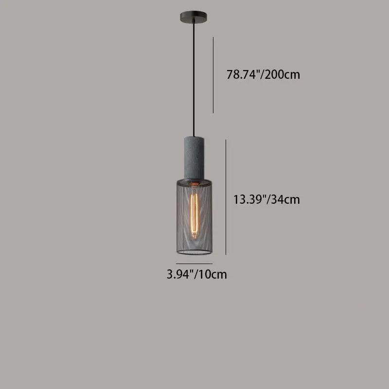 Contemporary Industrial Cylindrical Tapered Cement Iron 1-light Pendant Light for Living Room Lumendat