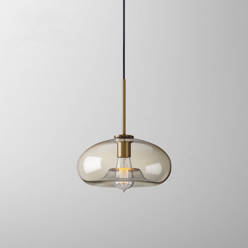 Contemporary Nordic Iron Glass Round Geometric Jar 1-Light Pendant Light For Living Room & Bedroom Lumendat