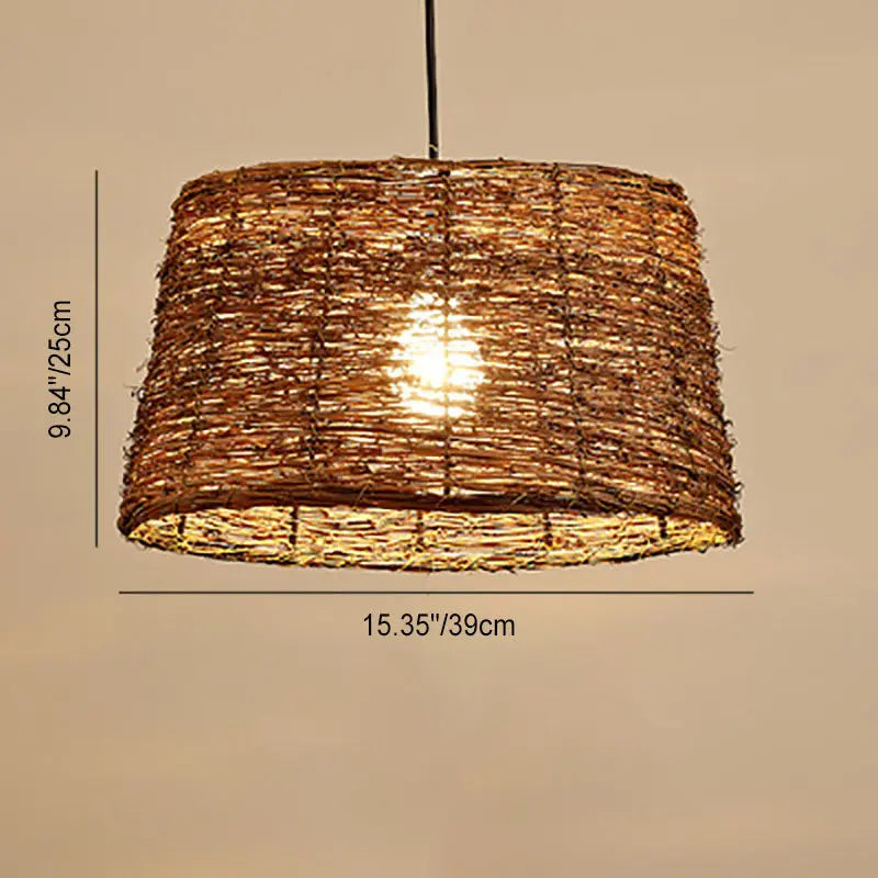 Retro Rattan Weaving Dome 1-light Pendant Light Lumendat