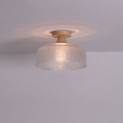 Japanese Minimalist Log Glass 1-light Semi-flush Mount Light