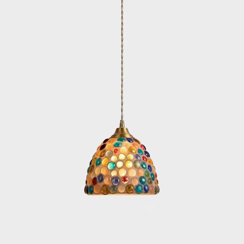 Traditional Tiffany Shell Decor Stained Glass Semicircle 1-light Pendant Light for Bedroom BulbSquare