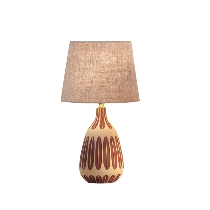 Nordic Vertical Pattern Ceramic Fabric 1-Light Table Lamp Lumendat