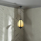 Modern Art Deco Cast Aluminum Oval Pumpkin 1-light Pendant Light for Outdoor Patio BulbSquare