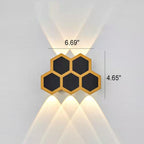 Outdoor Simple Hexagonal Combination Black Gold LED Wall Sconce Lamp