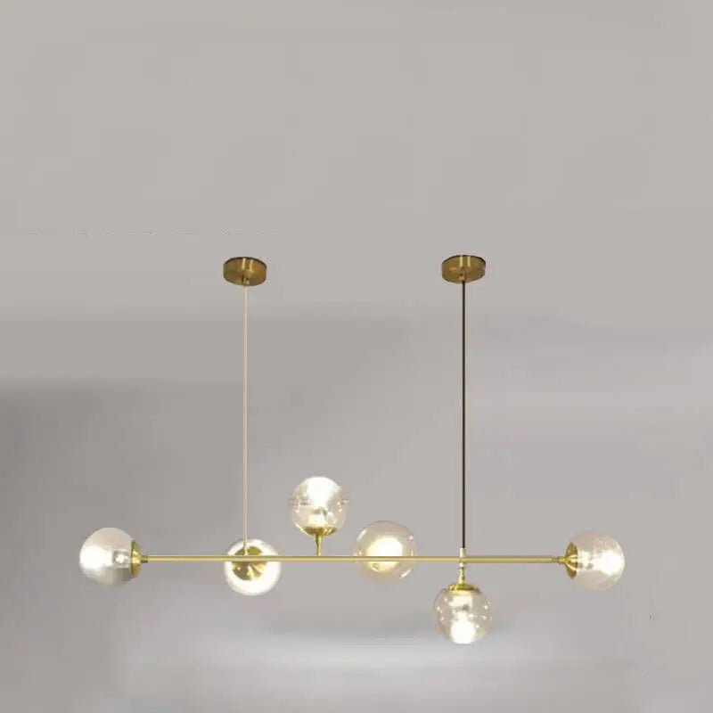 Nordic Minimalist Colorful Orb Metal Glass 6-light Island Light Chandelier BulbSquare