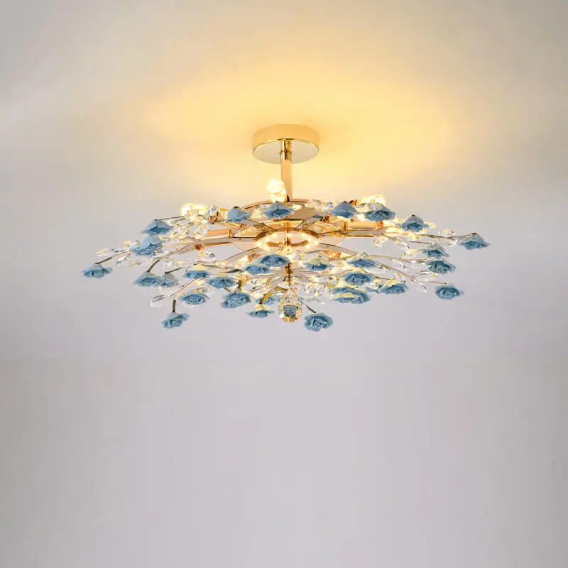 Modern Luxury Rose Iron Ceramic Crystal 6/7/8 Light Chandelier Lumendat