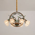 Modern Art Deco Iron Lacquered Ring Tulip Glass Crystal Shade 6/8-light Chandelier for Living Room BulbSquare