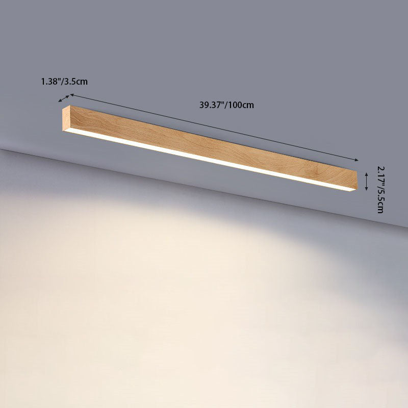 Modern Minimalist Wood Grain Aluminum Strips LED Flush Mount Ceiling Light BulbSquare