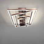 Modern Minimalist Aluminum Finish Multi-layer Rectangular Frame LED Flush Mount Ceiling Light for Living Room BulbSquare