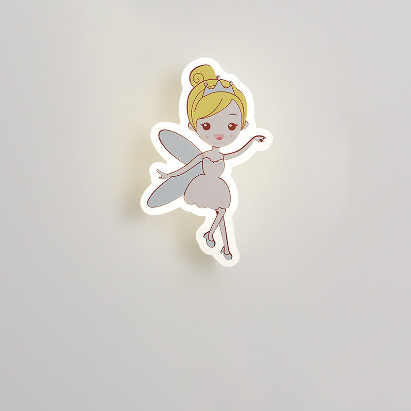 Lumendat Contemporary Creative Acrylic Cartoon Fairy Astronaut Iron LED Kids Wall Sconce Lamp For Bedroom Lumendat