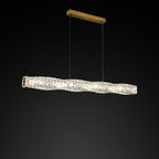Modern Simplicity Stainless Steel Crystal Strip LED Island Light Pendant Light for Dining Room BulbSquare