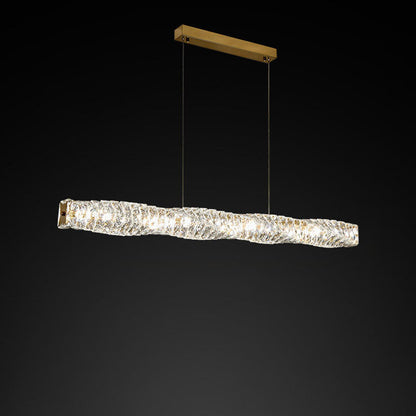 Modern Simplicity Stainless Steel Crystal Strip LED Island Light Pendant Light for Dining Room