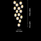 Contemporary Scandinavian Aluminum Crystal Round LED Chandelier for Living Room BulbSquare