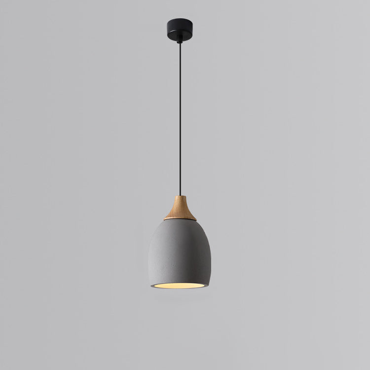 Traditional Japanese Cement Solid Wood Circle 1-light Pendant Light for Dining Room BulbSquare