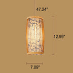 Modern Chinese Cylinder Waist Drum Bamboo Weaving 1-light Pendant Light