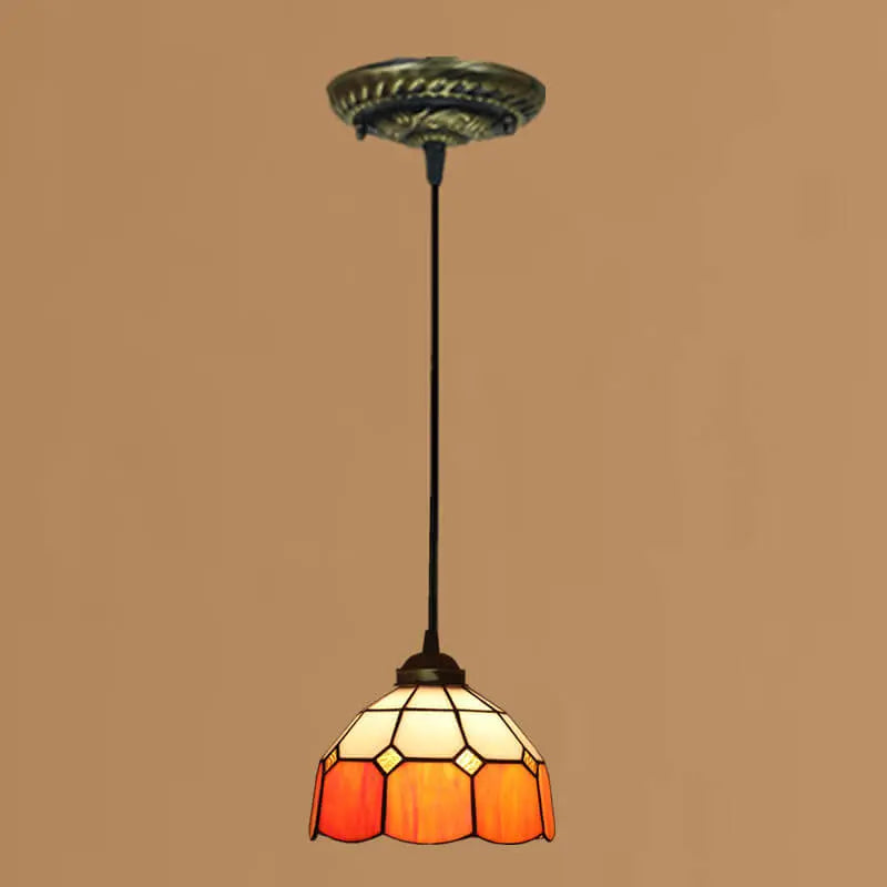 Tiffany Stained Glass Dome Shade European 1-light Pendant Light Lumendat