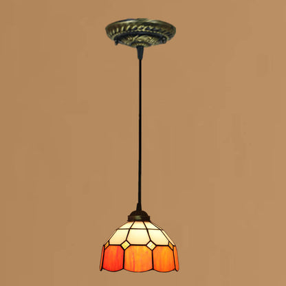 Tiffany Stained Glass Dome Shade European 1-Light Pendant Light