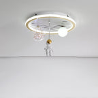 Lumendat Children Creative Cartoon Astronaut Moon Acrylic LED Kids Flush Mount Ceiling Light Lumendat