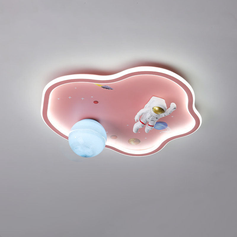 Lumendat Contemporary Creative Cartoon Planet Spaceman Acrylic LED Kids Flush Mount Ceiling Light For Living Room Lumendat