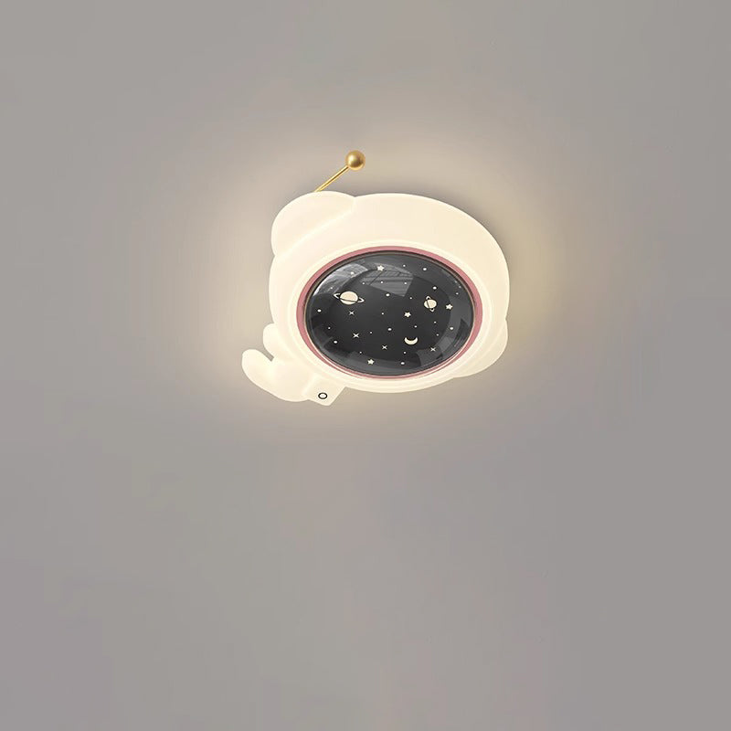 Lumendat Modern Art Deco Kids Iron PE Astronaut Round LED Flush Mount Ceiling Light For Bedroom Lumendat