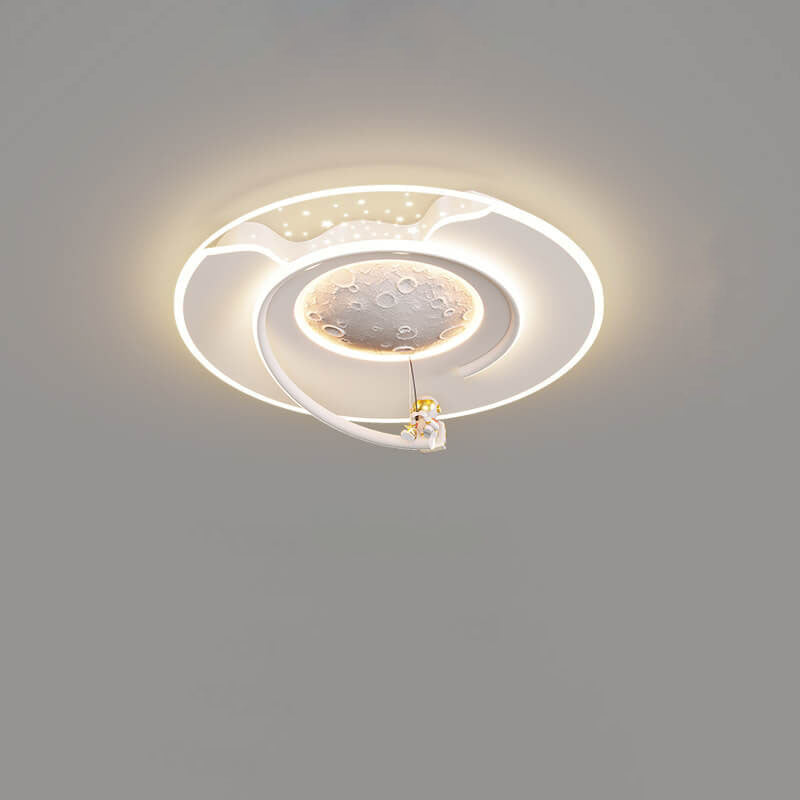 Lumendat Modern Creative Kids Resin Lunar Astronaut LED Flush Mount Ceiling Light Lumendat