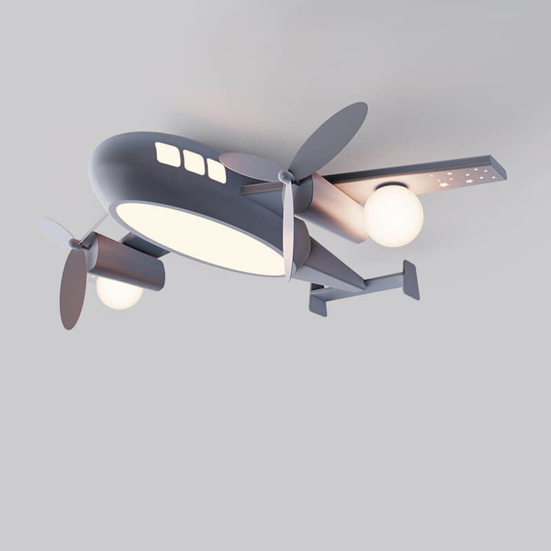 Nordic Creative Kids Cartoon Wrought Iron Airplane LED Flush Mount Ceiling Light Lumendat