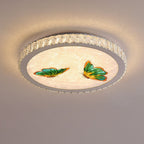 Modern Luxury Enamel Crystal Round LED Flush Mount Ceiling Light Lumendat