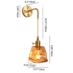 Modern Minimalist Eclectic Amber Glass Brass Iron Geometric 1-Light Wall Sconce Lamp For Living Room Lumendat