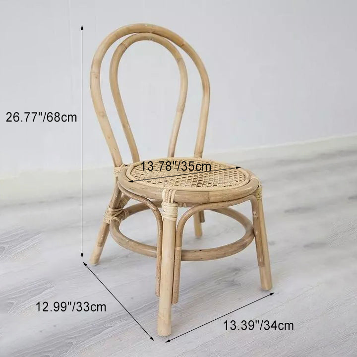Lumendat Traditional Japanese Round Rattan Weaving Footstool Kids Backrest Chair For Entryways Lumendat