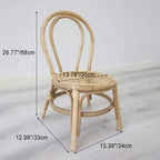 Lumendat Traditional Japanese Round Rattan Weaving Footstool Kids Backrest Chair For Entryways Lumendat