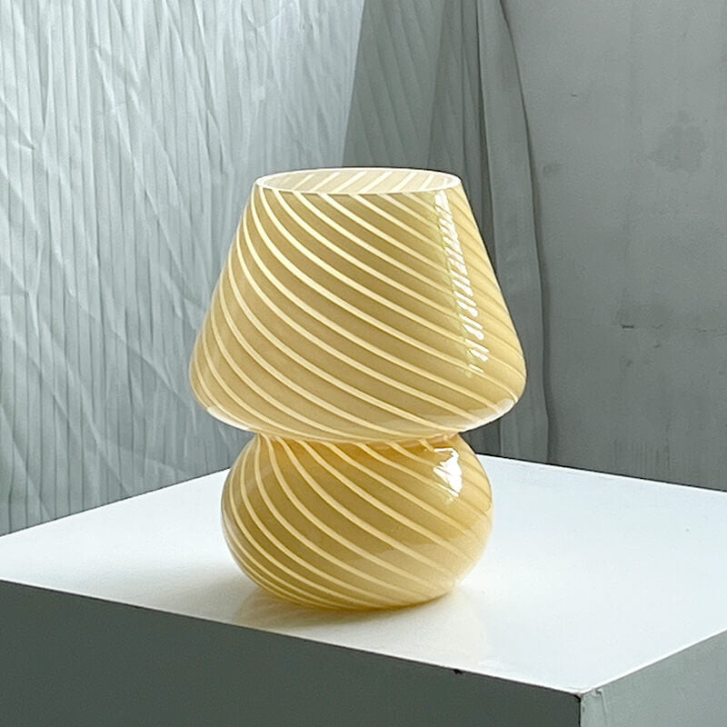 Modern Minimalist Striped Mushroom Glass 1-Light Table Lamp Lumendat