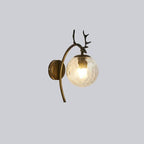 Nordic Light Luxury Iron Antler Global Glass 1-Light Wall Sconce Lamp