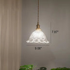 Nordic Vintage Clear Glass Flower Shape Brass 1-light Pendant Light Lumendat
