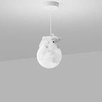 Contemporary Creative Resin Animal Rabbit Moon 1-light Kids Pendant Light for Living Room BulbSquare