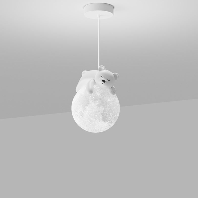 Contemporary Creative Resin Animal Rabbit Moon 1-light Kids Pendant Light for Living Room BulbSquare