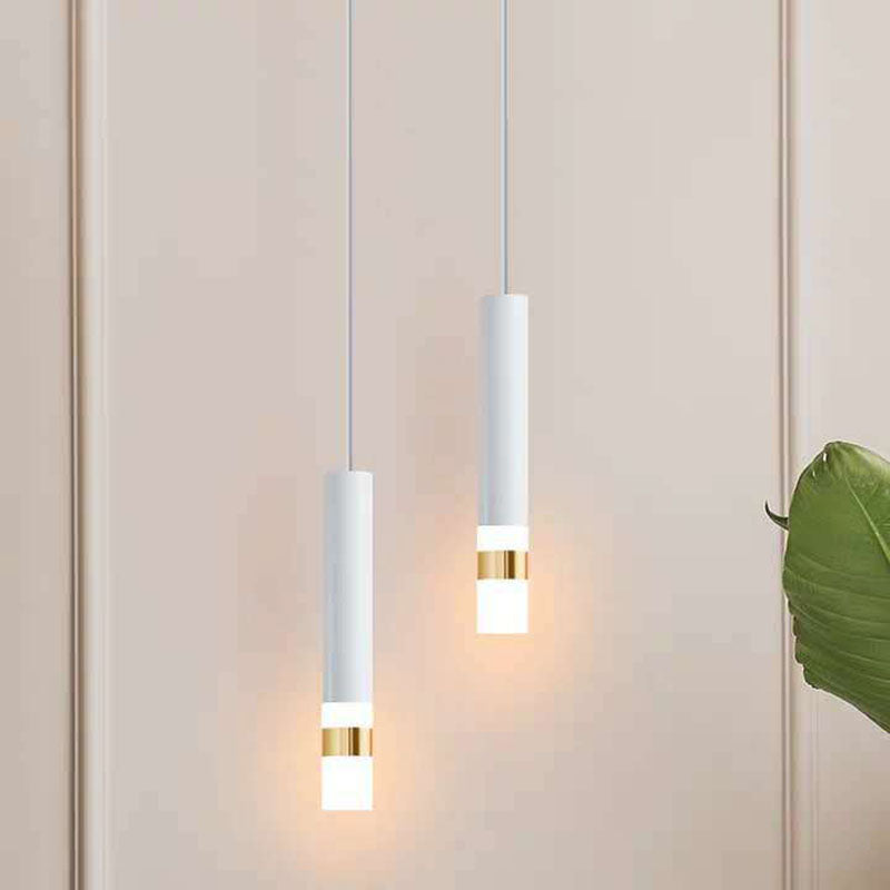 Modern Minimalist Cylinder Aluminum Acrylic LED Pendant Light for Bedroom BulbSquare