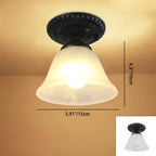 Contemporary Retro Floral Bell Round Iron Glass 1-Light Semi-Flush Mount Ceiling Light For Hallway Lumendat
