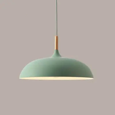 Modern Metal Wooden Top 1-light Dome Pendant Light Lumendat