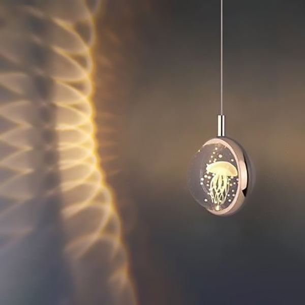 Modern Minimalist Round Ball Aluminum Crystal LED Pendant Light for Bedroom BulbSquare