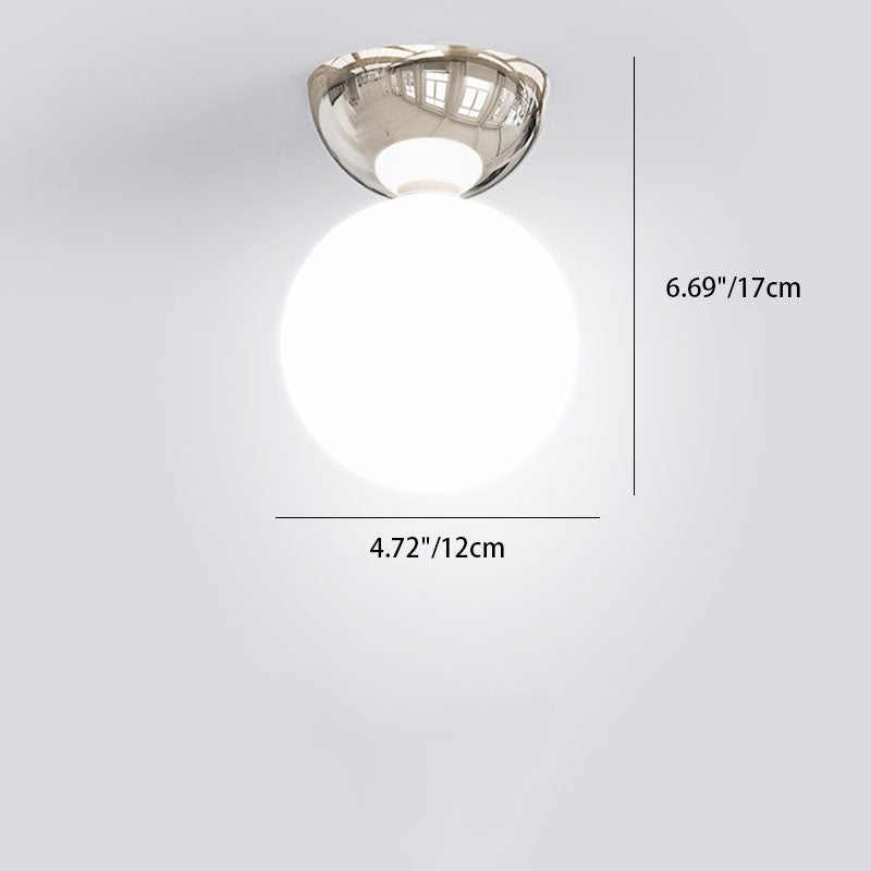 Contemporary Scandinavian Iron Spherical Glass Shade 1-Light Semi-Flush Mount Ceiling Light For Hallway Lumendat
