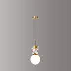 Contemporary Nordic Kids Orb Astronaut Iron Resin 1-light Pendant Light for Bedroom BulbSquare