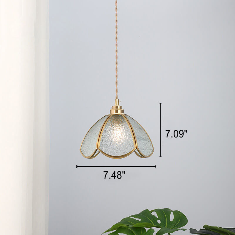 Japanese Vintage Brass Stained Glass Cone 1-light Pendant Light BulbSquare