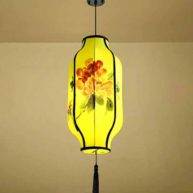 Oriental Antique Handmade Oval Lantern Fabric 1-light Pendant Light Lumendat