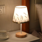 Nordic Vintage Fabric Cone Solid Wood LED Table Lamp Lumendat